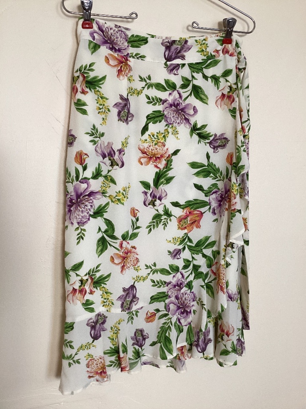 NWT Amour Vert Large Silk wraparound skirt made in USA 🇺🇸 cream green purple